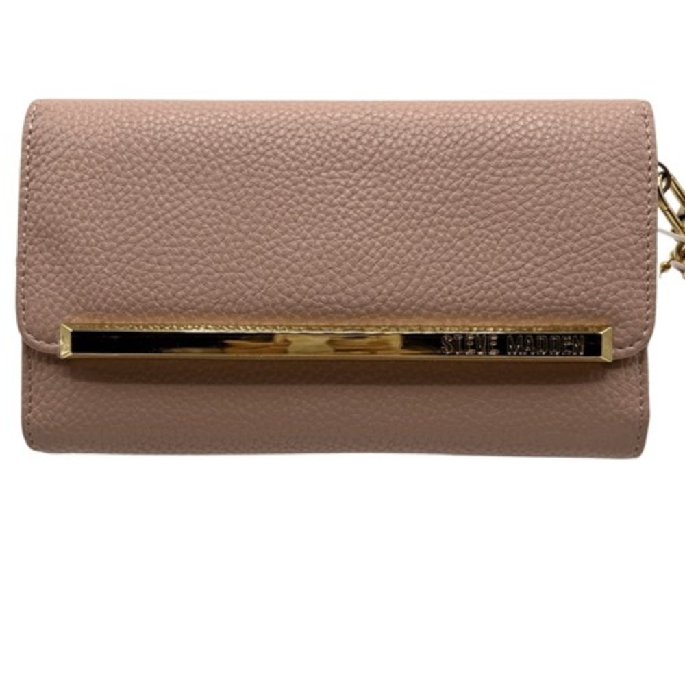 Steve Madden Blush Logobar Trifold Wristlet Wallet‎ NWT